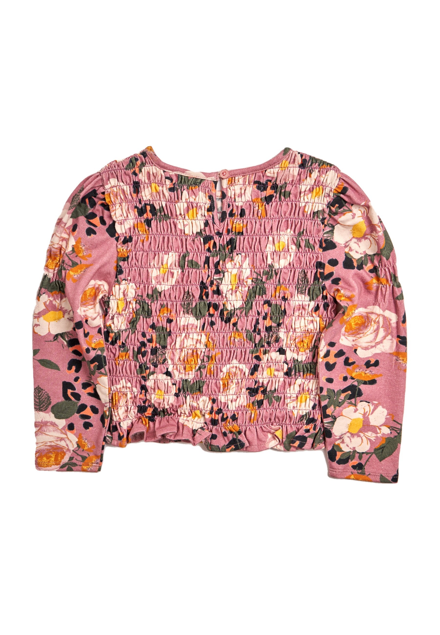Girls Floral Printed Pink Sweater