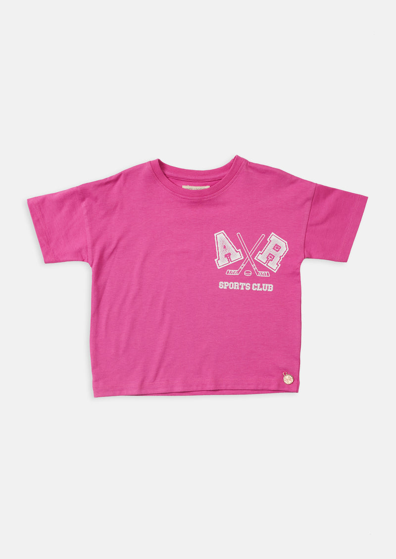 Girls Sport Club Printed Pink T-Shirt