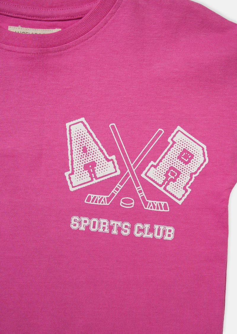 Girls Sport Club Printed Pink T-Shirt