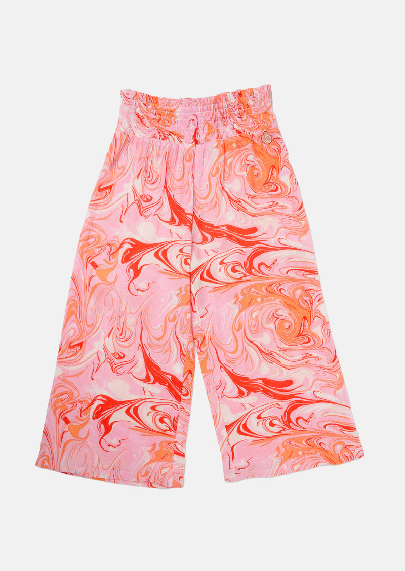 Girls Marble Printed Pink Culottes
