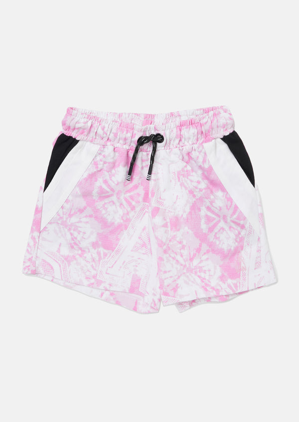 Girls Tie Dye Printed Pink Shorts