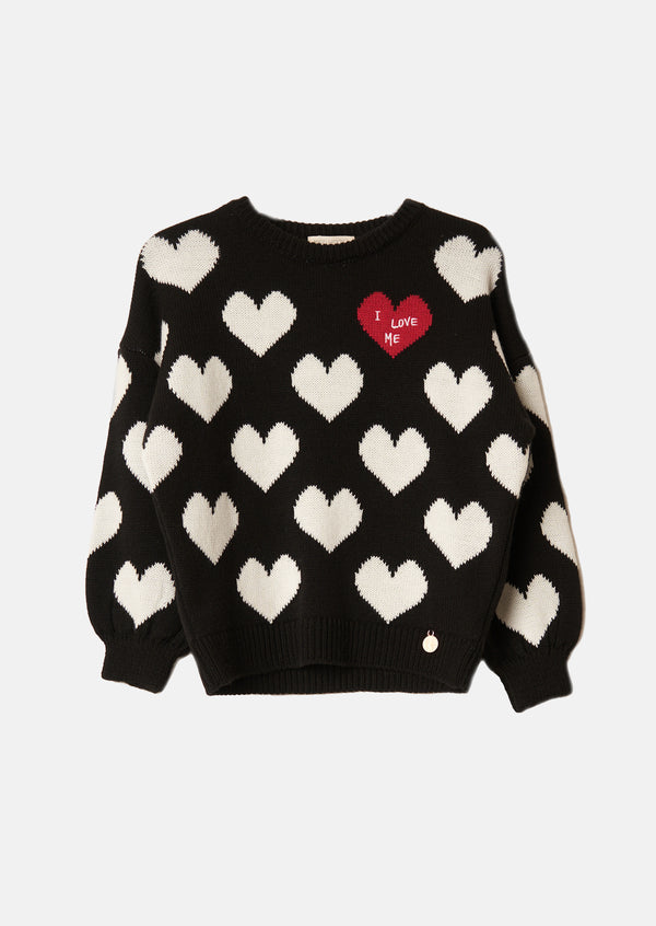 Girls Heart Printed Jacquard Sweater