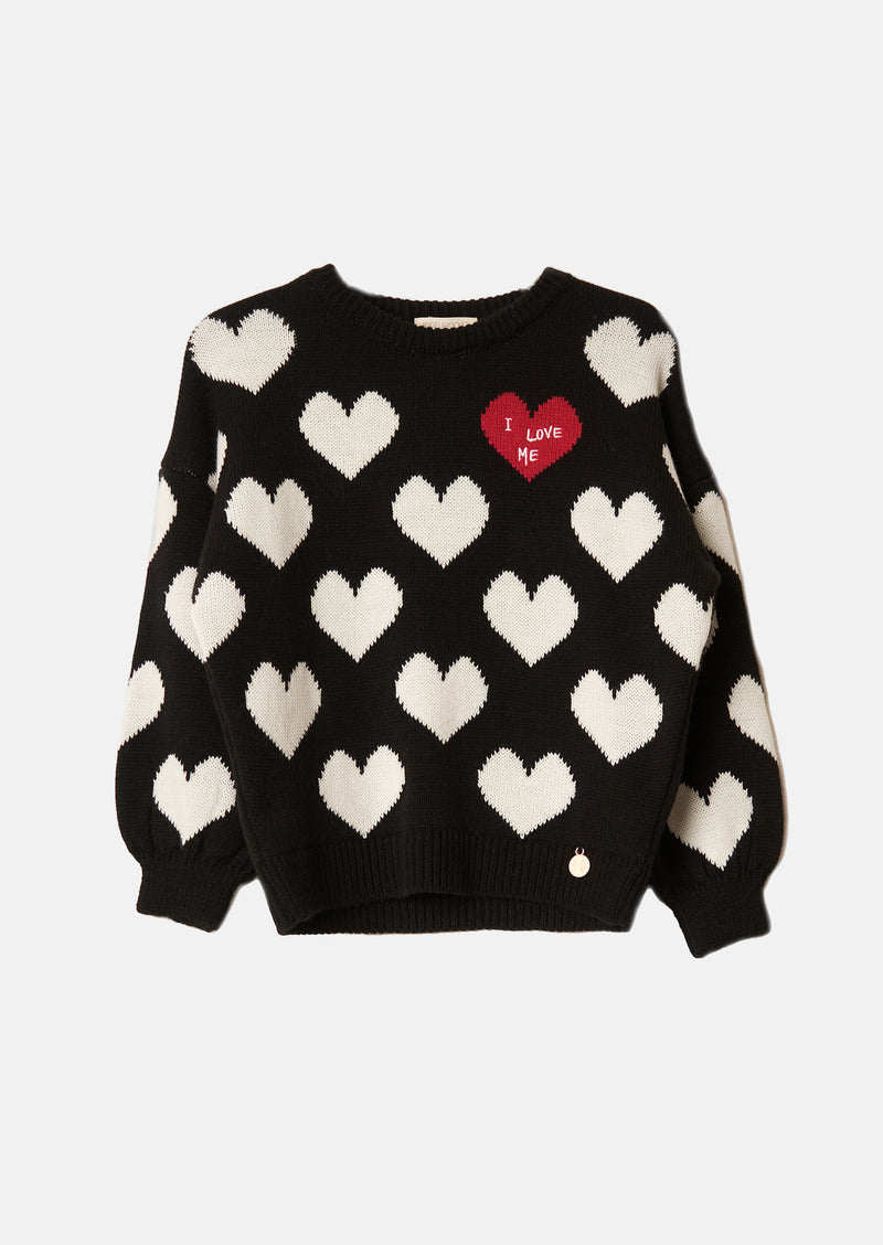Girls Heart Printed Jacquard Sweater