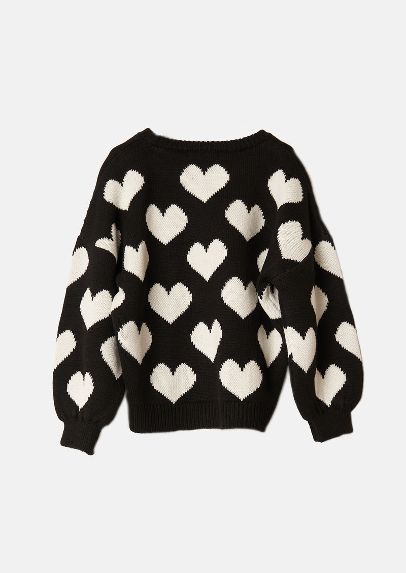Girls Heart Printed Jacquard Sweater