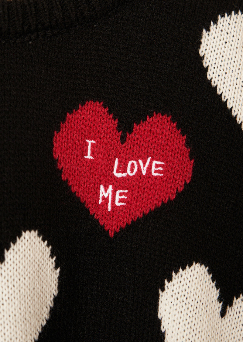 Girls Heart Printed Jacquard Sweater
