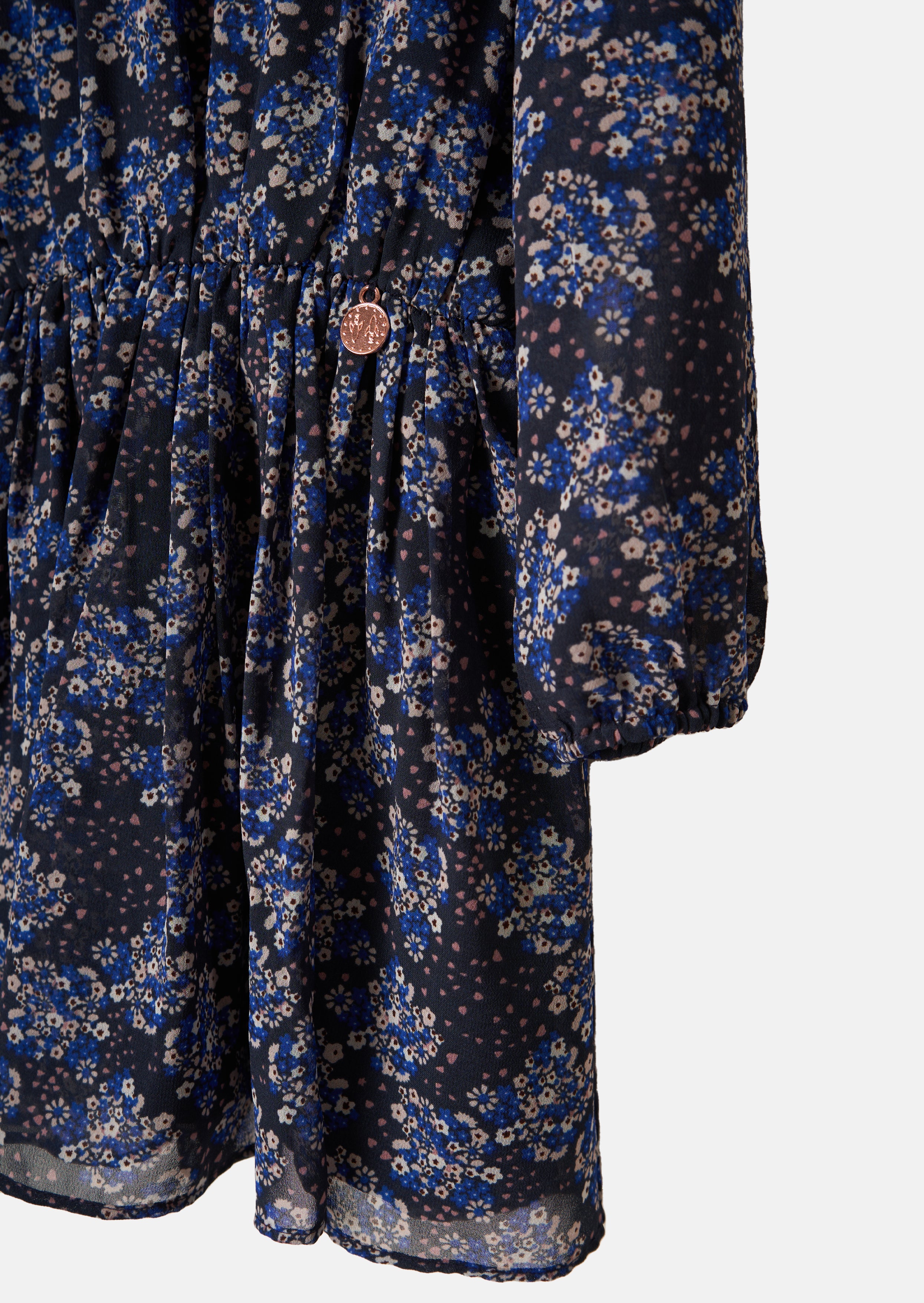 Girls Woven Navy Floral Printed Dress