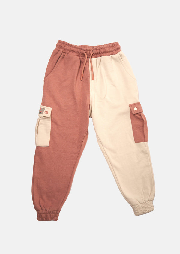 Girls Pink Color Blocked Active Joggers