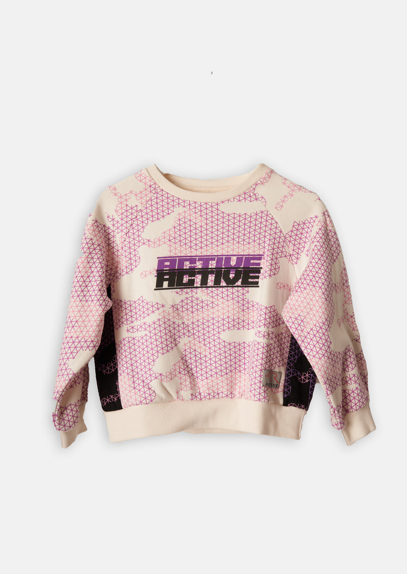 Girls Active Digital Camo Printed Pink Sweatshirt