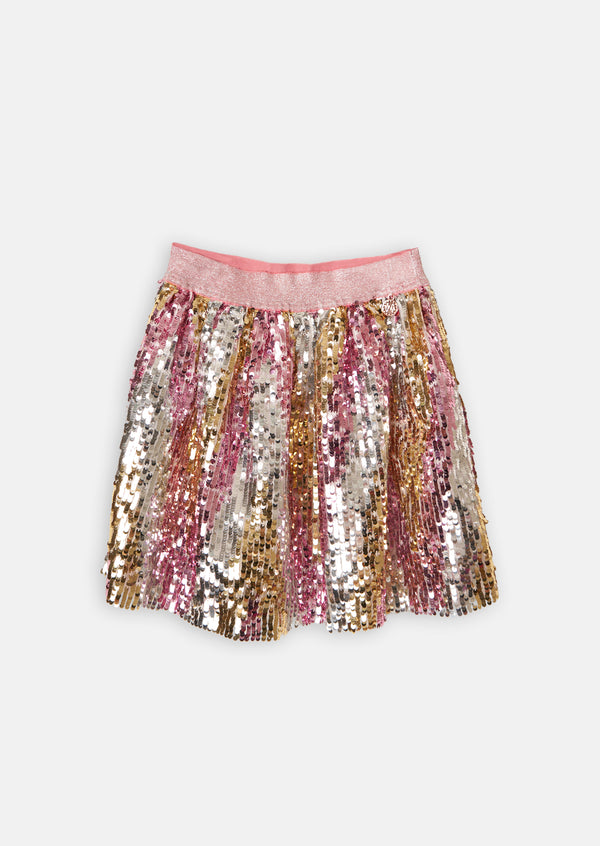 Girls Sequins Embellished Pink Skirt