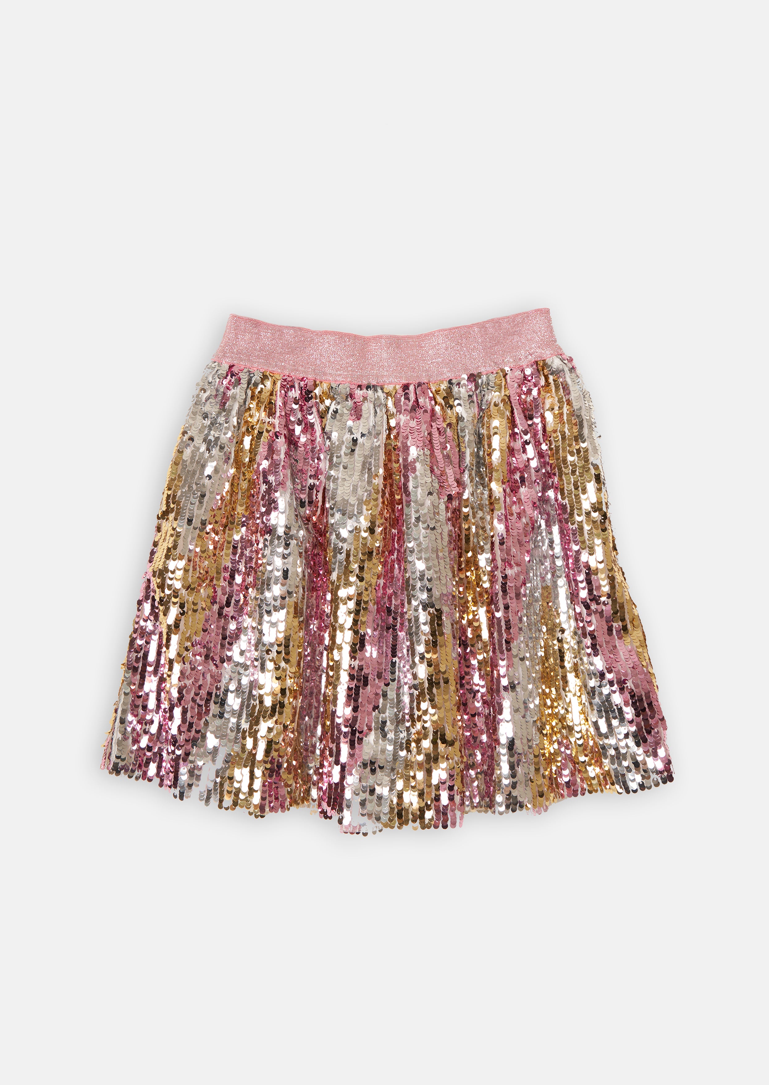 Girls Sequin Embellished Pink Skirt