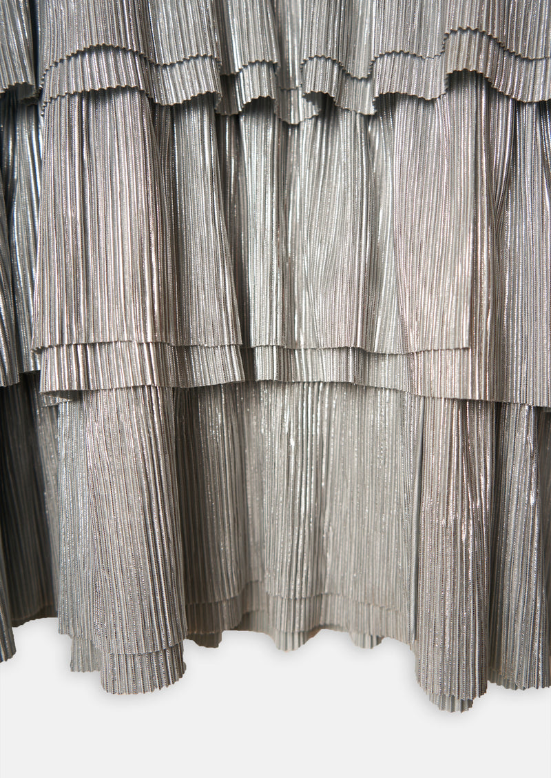 Girls Grey Crinkle Tiered Premium Dress