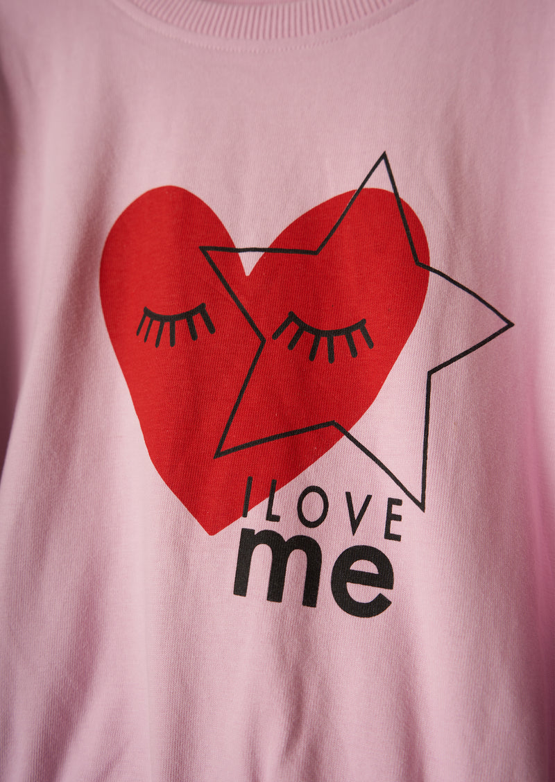 Girls Pink Heart Printed Sweatshirt