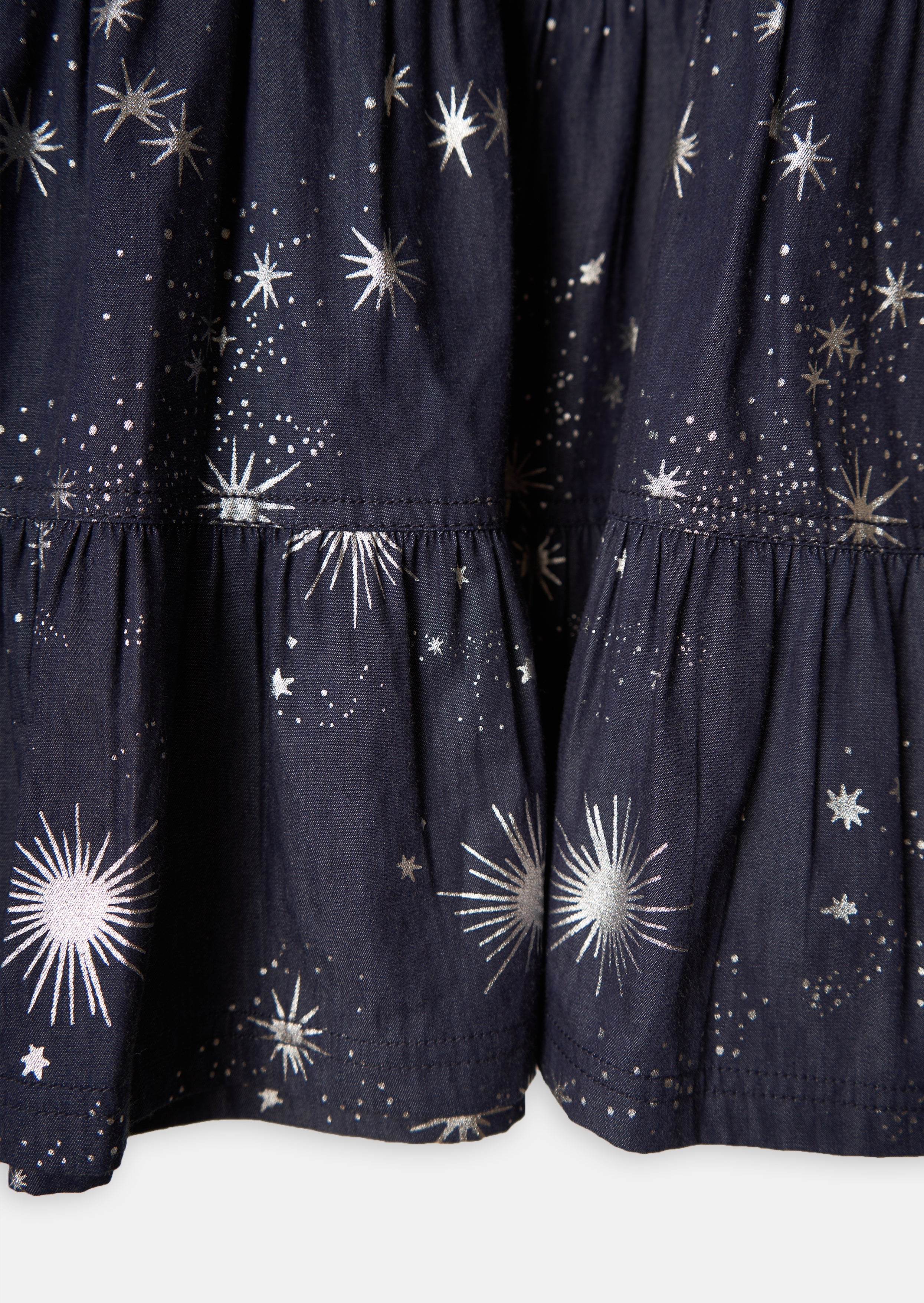 Girls Blue Sparkle Foil Printed Premium Dress
