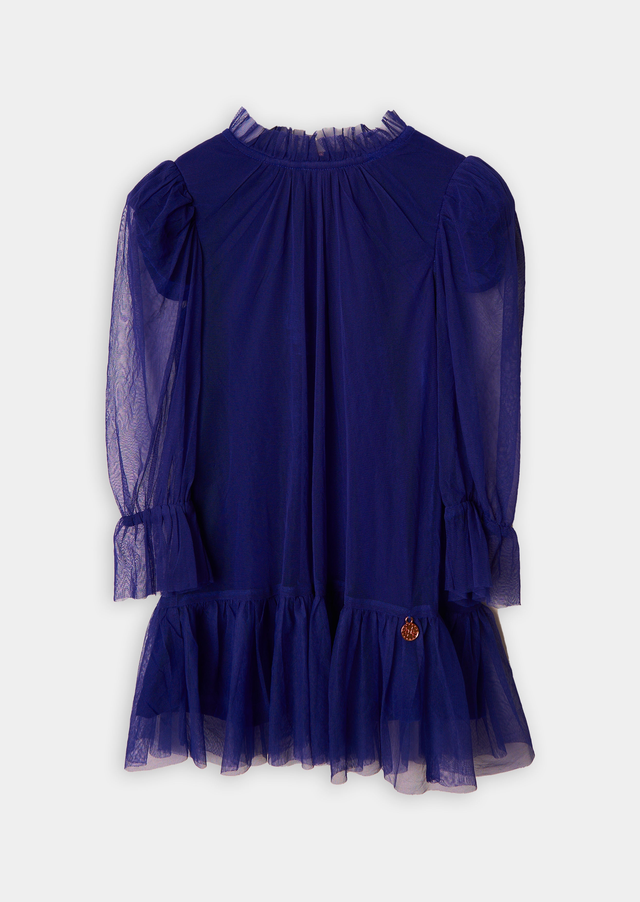 Girls Blue Mesh Layer Premium Dress