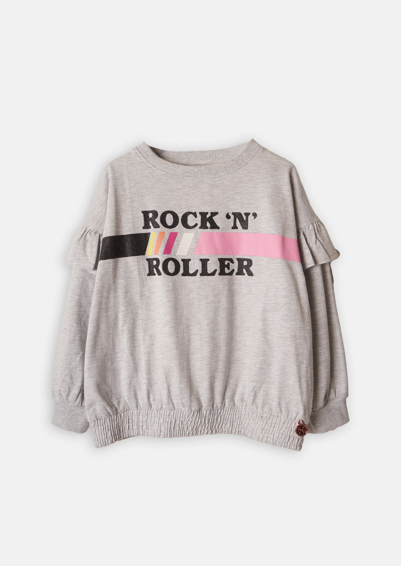 Girls Rocking Printed Grey Sweatshirt