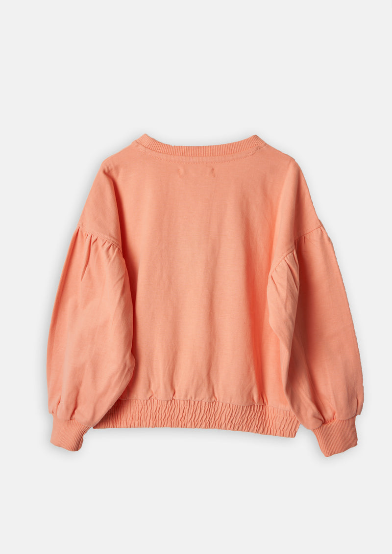 Girls Printed Cotton Orange Sweatshirt