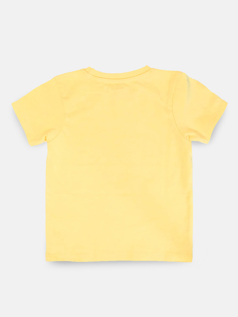 Girls Yellow Foil Printed Graphic T-Shirt