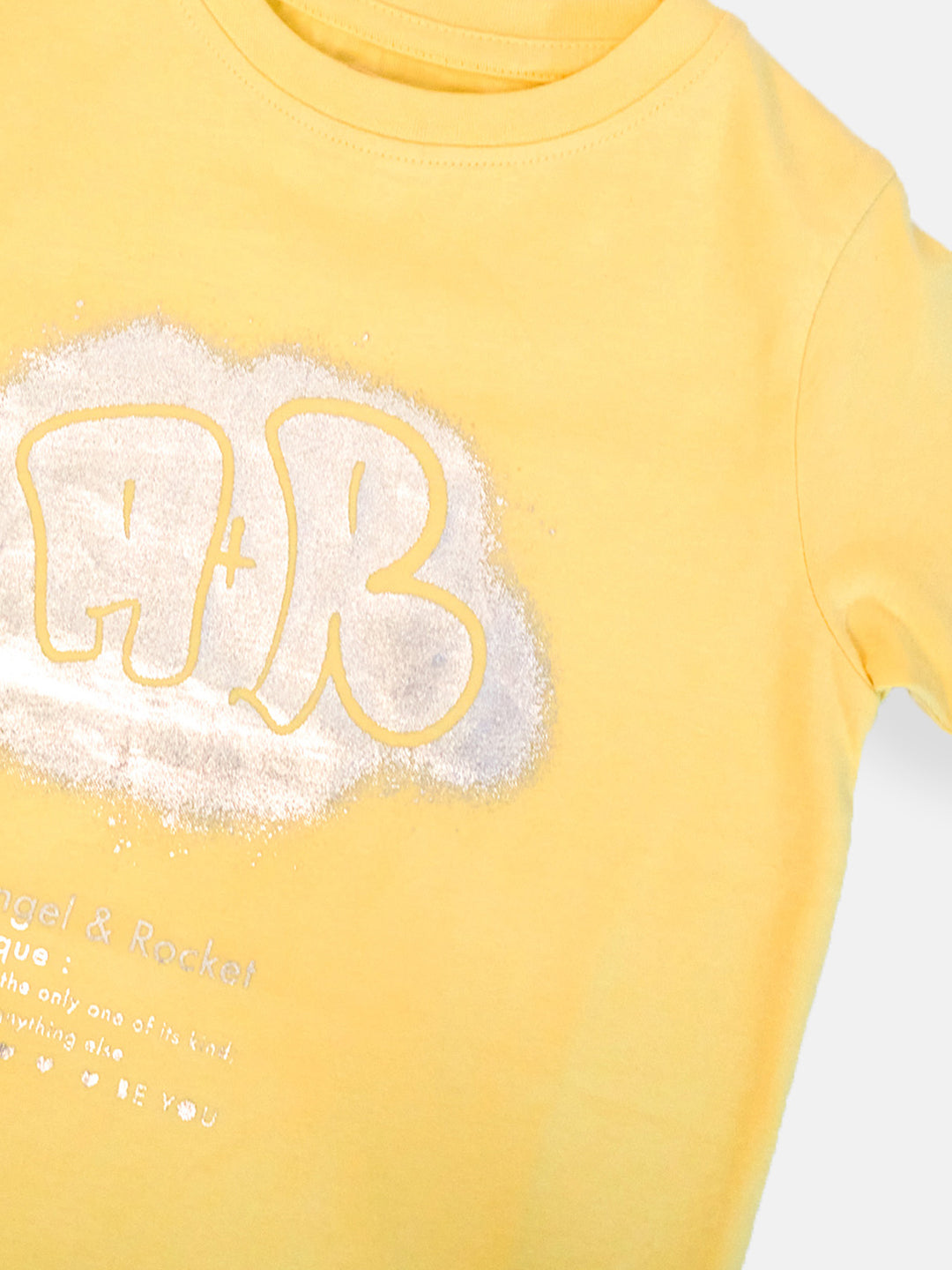 Girls Yellow Foil Printed Graphic T-Shirt