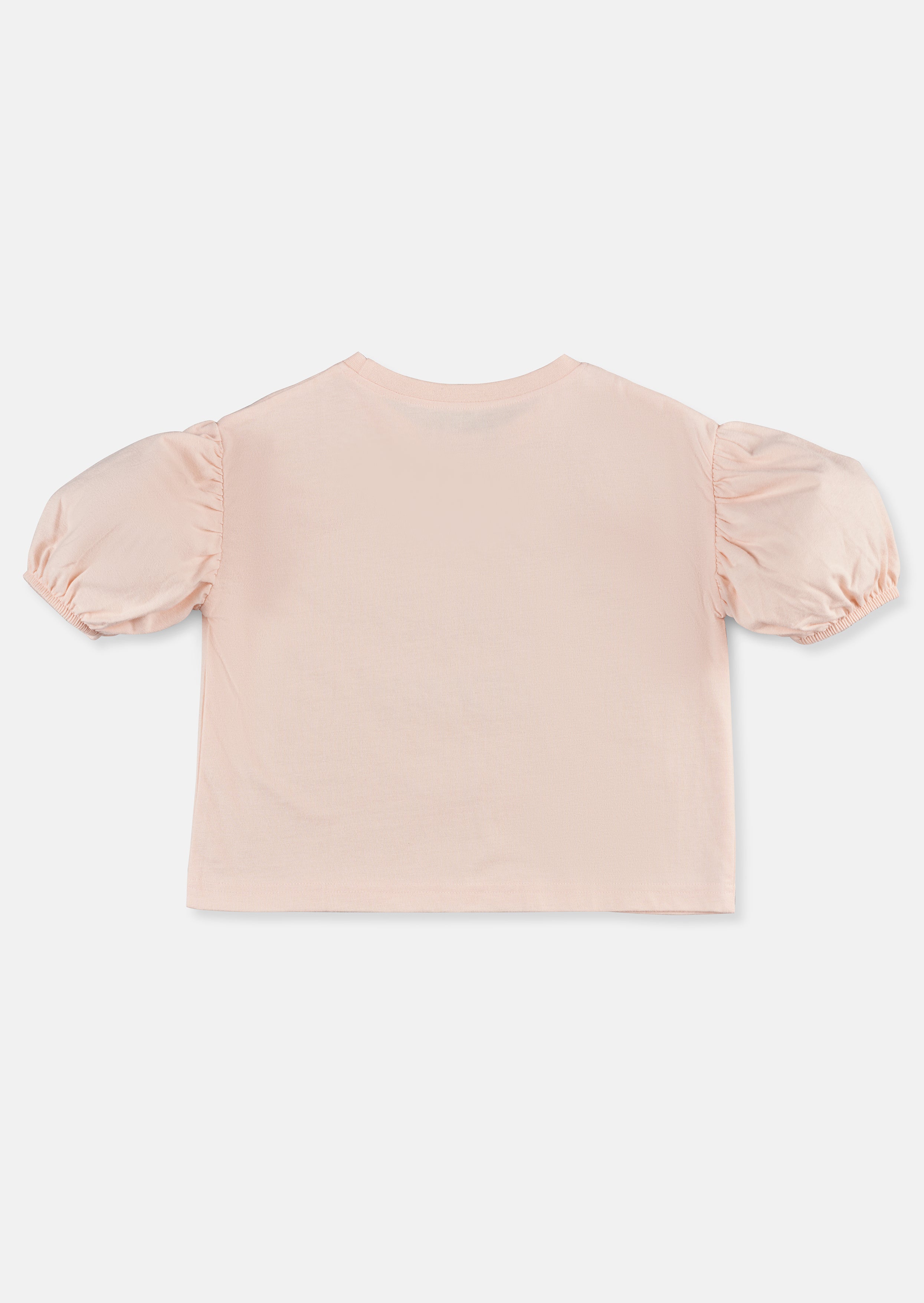Girls Cotton Pink T-Shirt with Balloon Sleeves