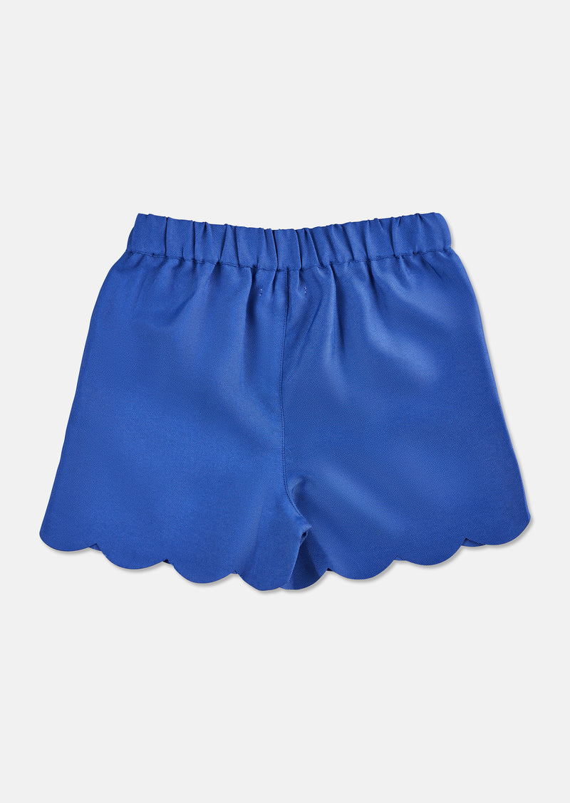 Girls Blue Scalloped Hem Shorts