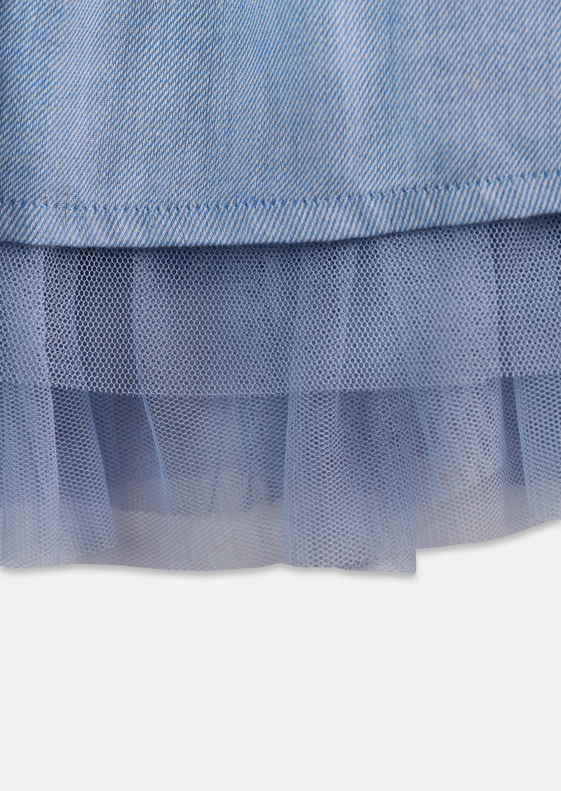 Girls Blue Denim Multi layer Skirt