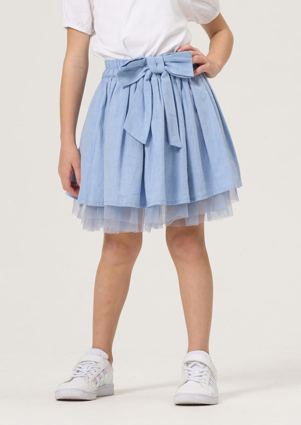 Girls Blue Denim Multi layer Skirt