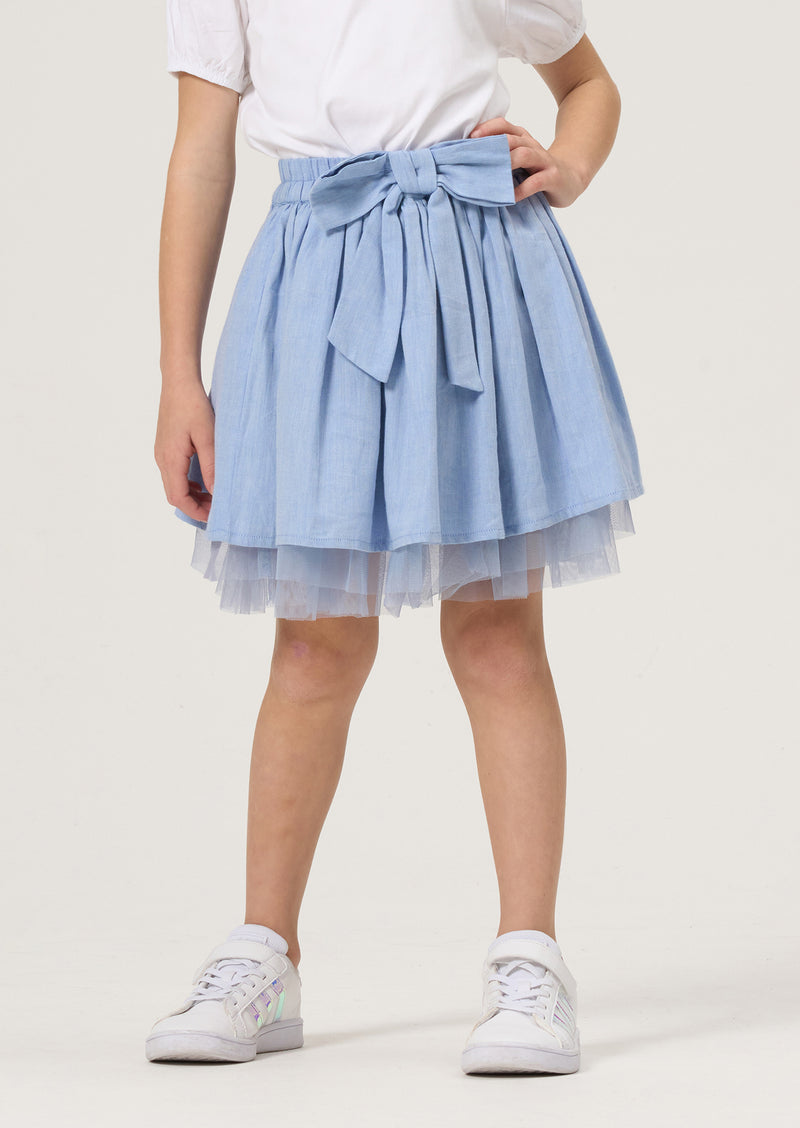 Girls Blue Denim Multi layer Skirt
