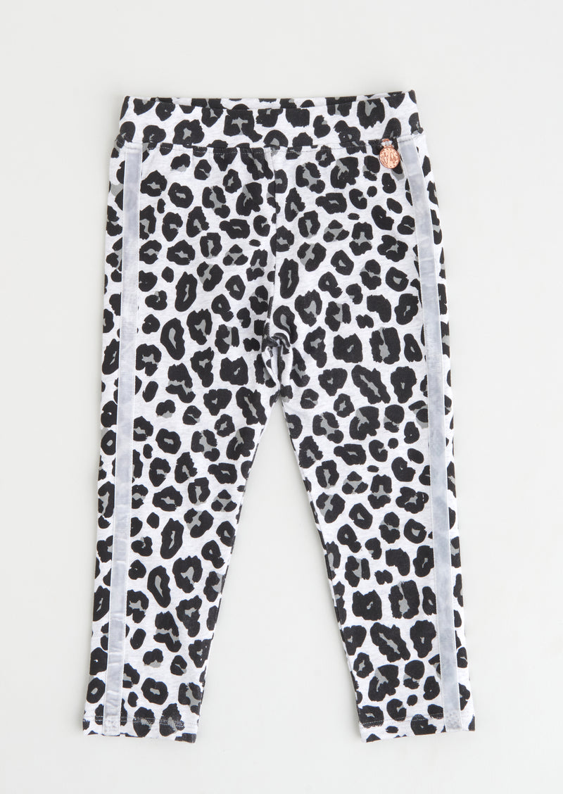 Girls Leopard Printed Grey Leggings