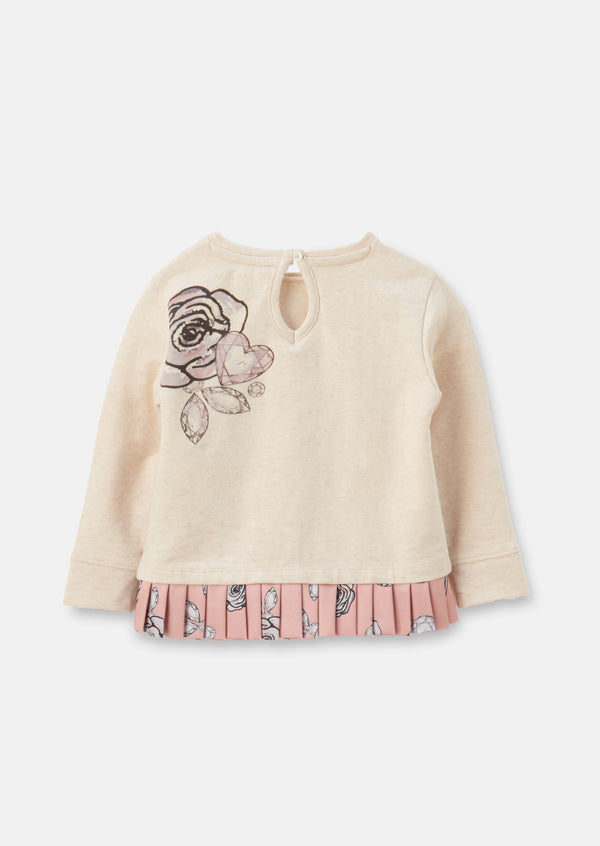Baby Girl Floral Printed Cream Sweatshirt