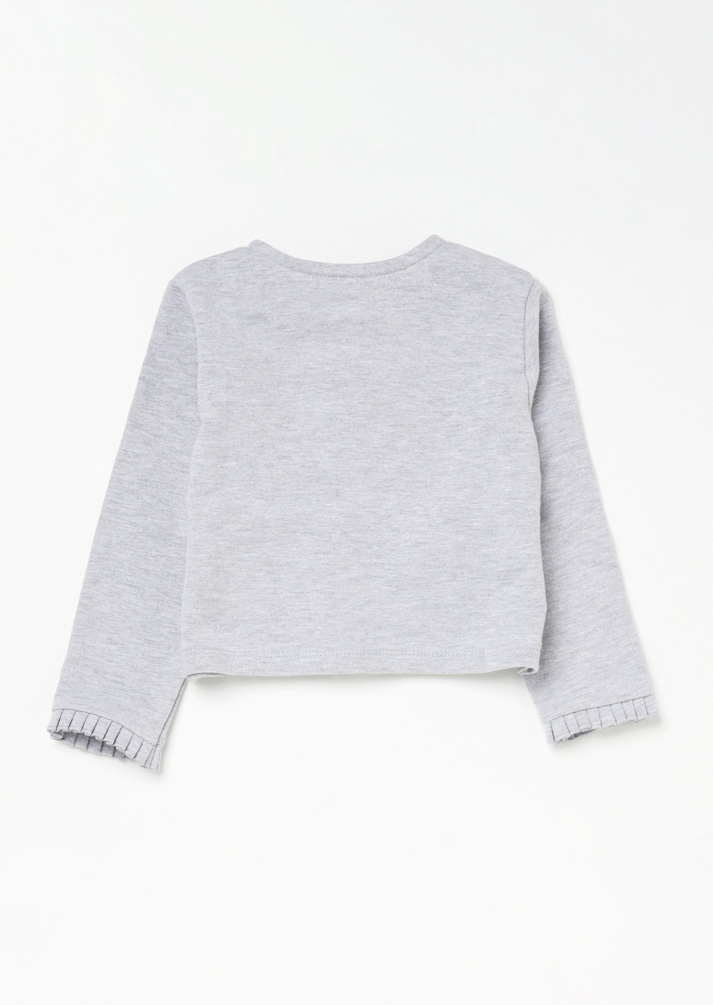 Baby Girl Solid Grey Sweater with Pocket