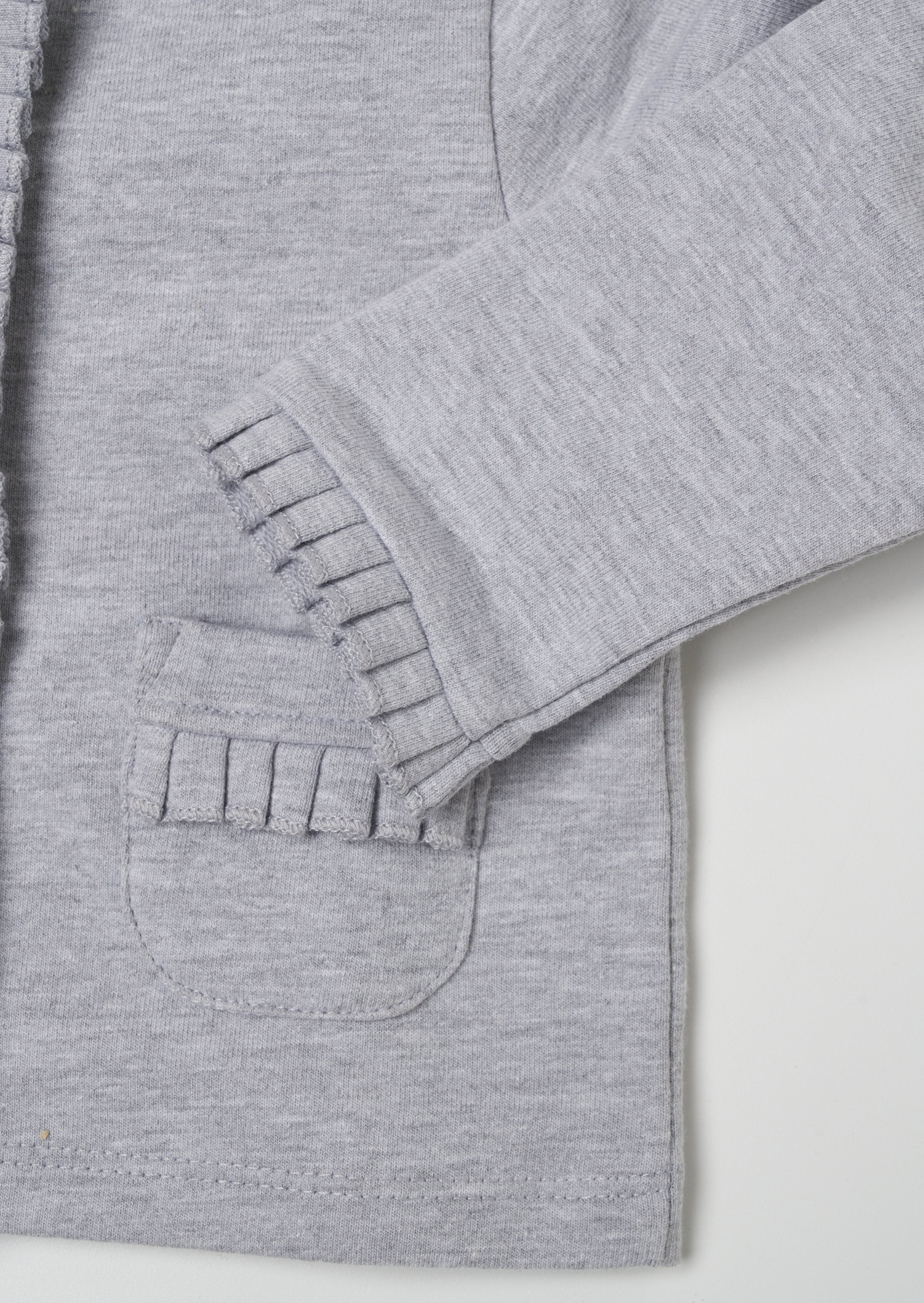Baby Girl Solid Grey Sweater with Pocket