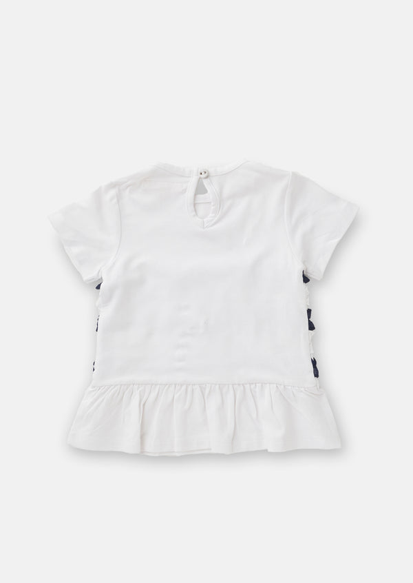 Baby Girl Ribbon Frill Striped White Top