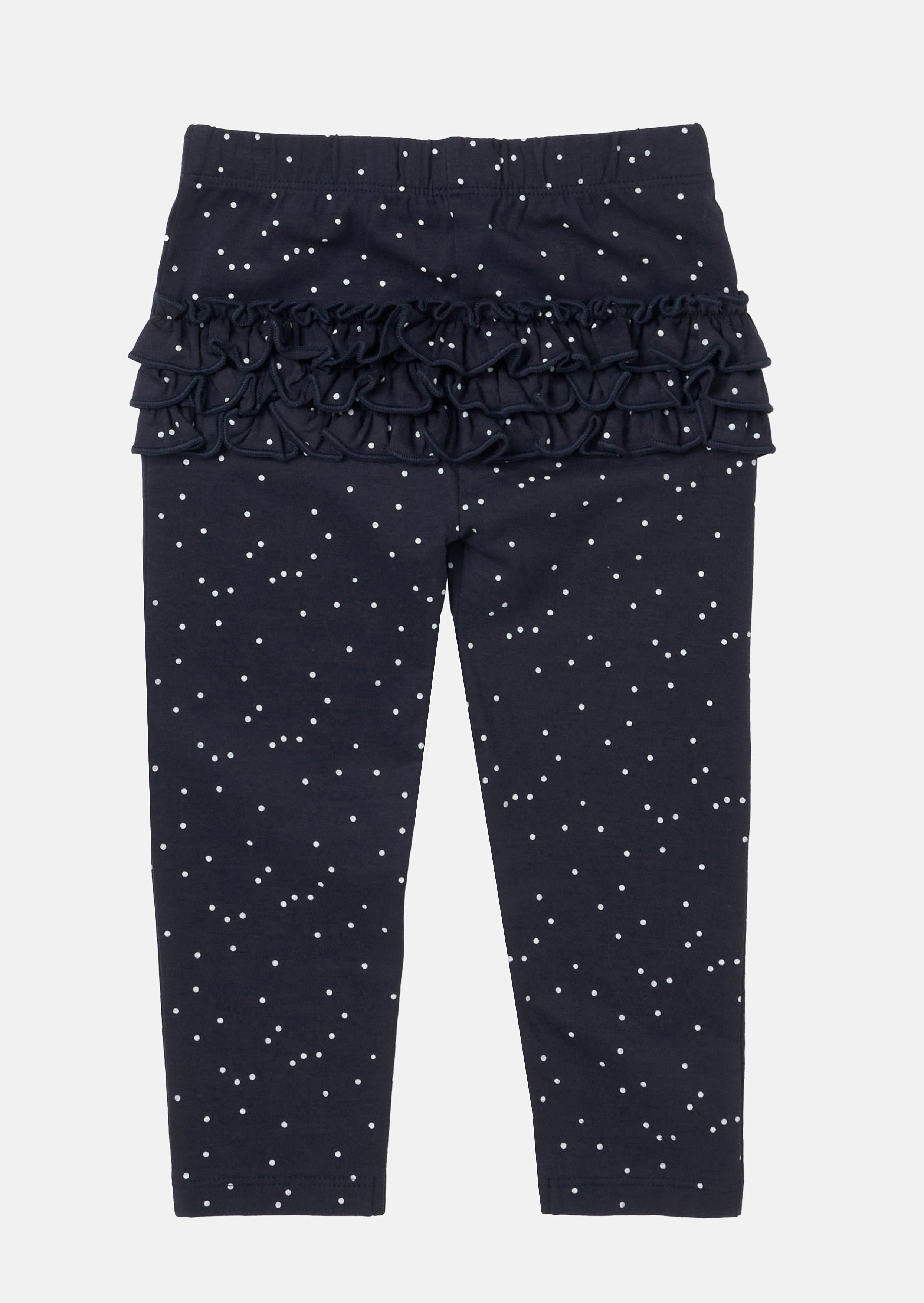 Baby Girl Navy Spot Printed Leggings with Frill Back