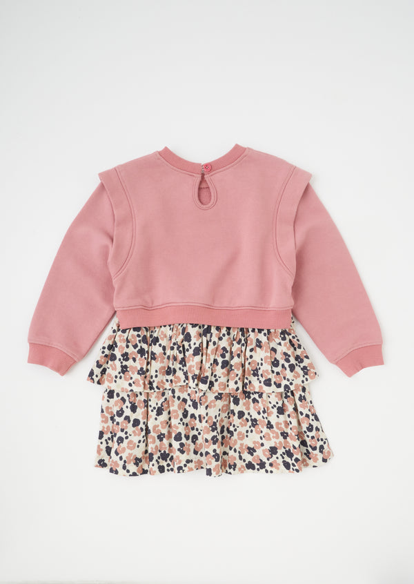 Baby Girl Floral Printed Pink Sweat Dress