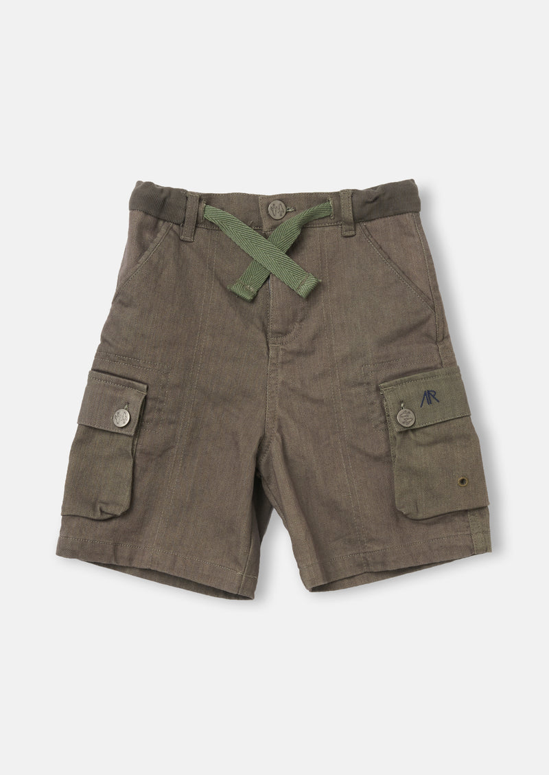 Boys Green Cargo Woven Shorts