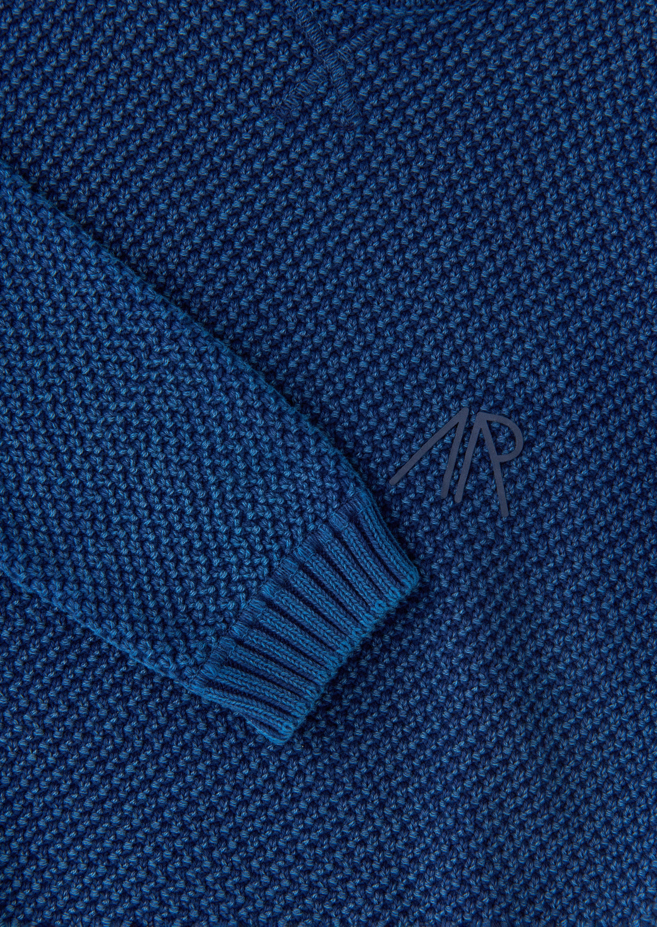 Boys Side Zip Ribbed Blue Sweater