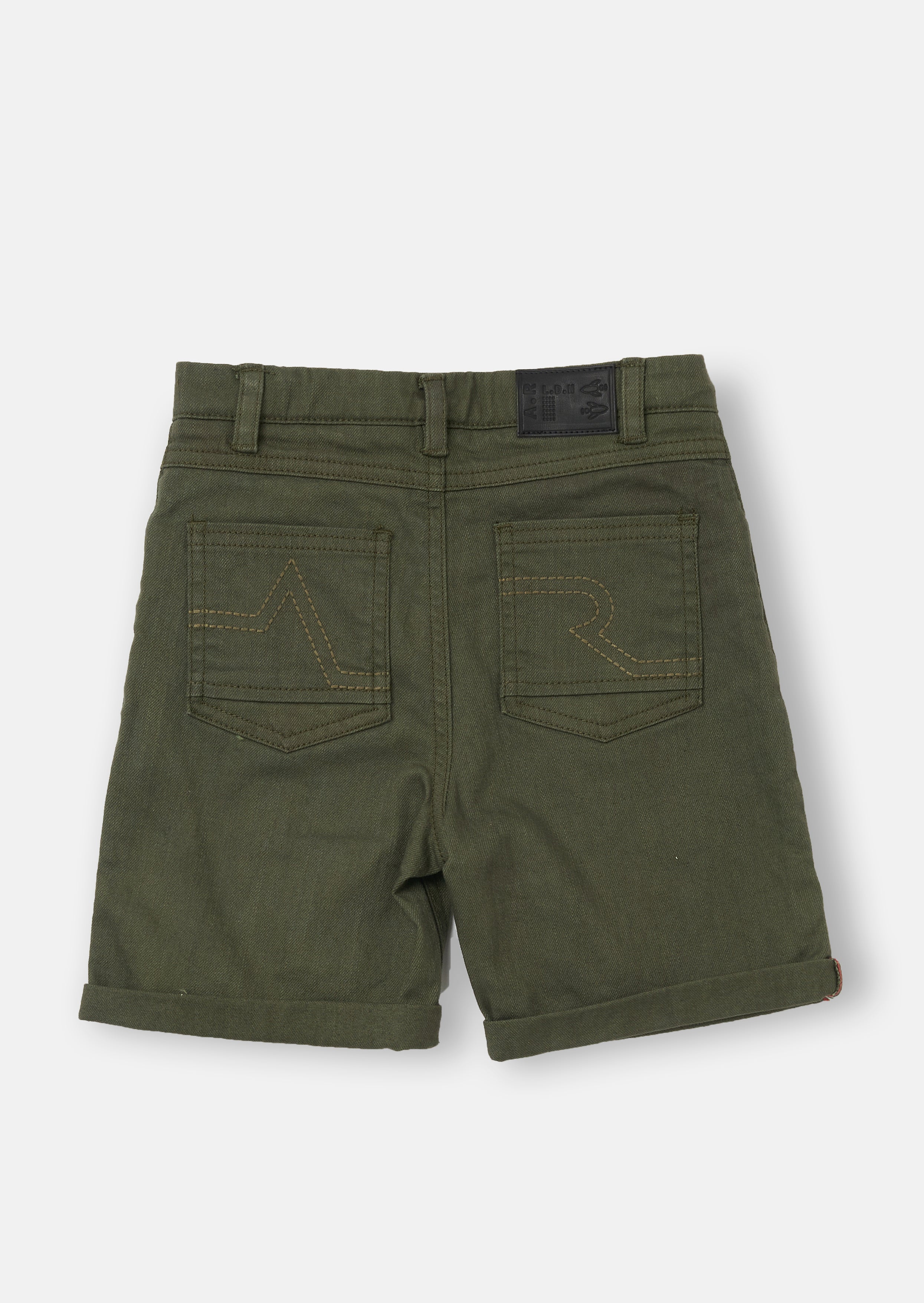 Boys Solid Green Denim Shorts