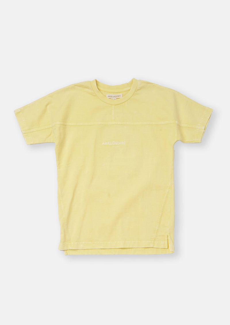 Boys Yellow Acid Wash Round Neck T-Shirt