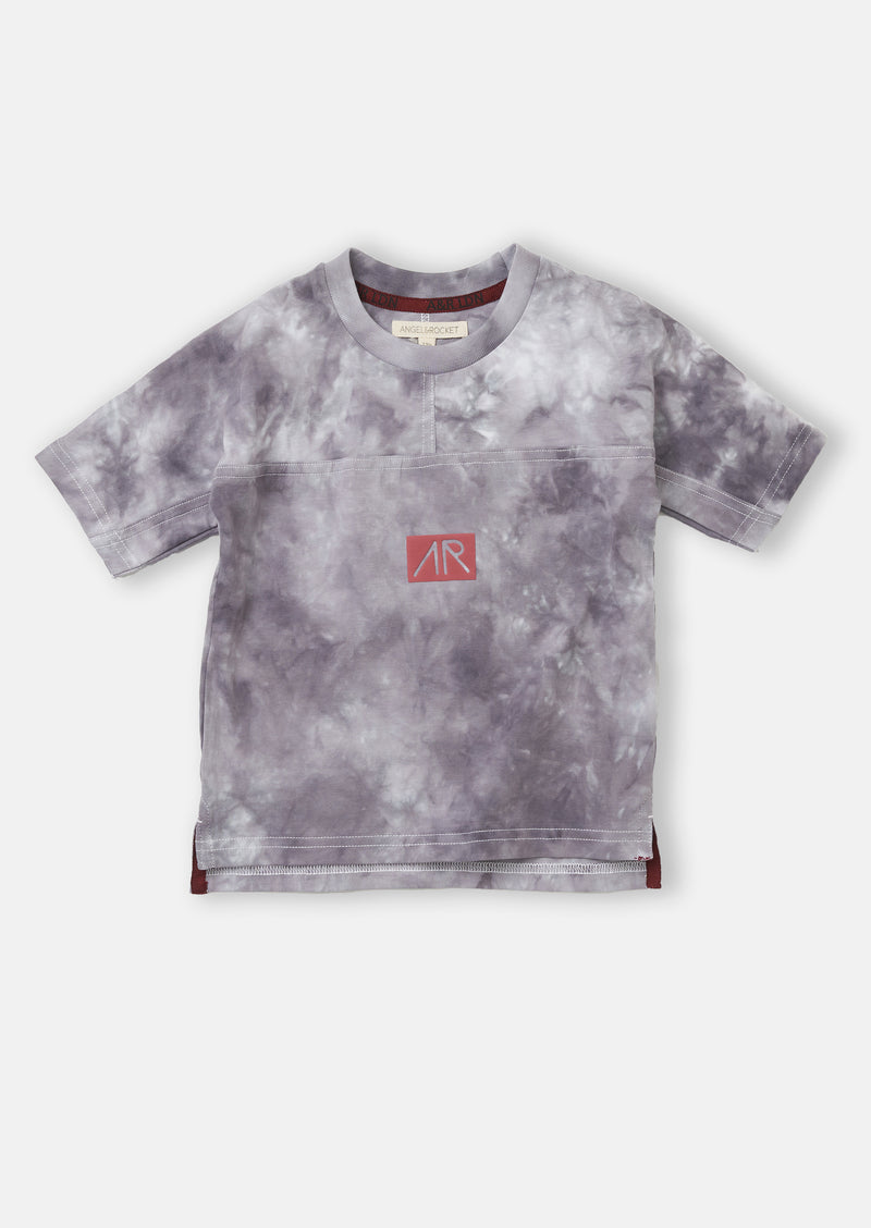 Boys Cotton Grey Tie Dye Printed Round Neck T-Shirt