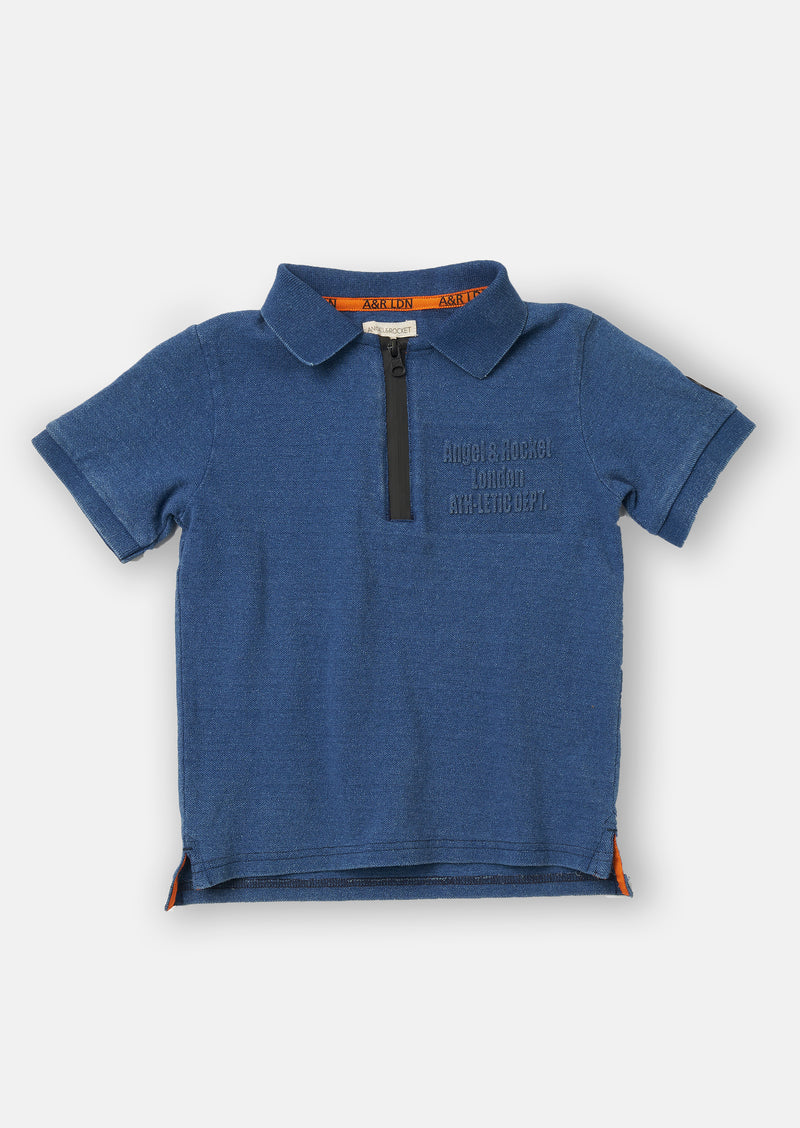Boys Denim Wash Polo Collar Cotton T-Shirt