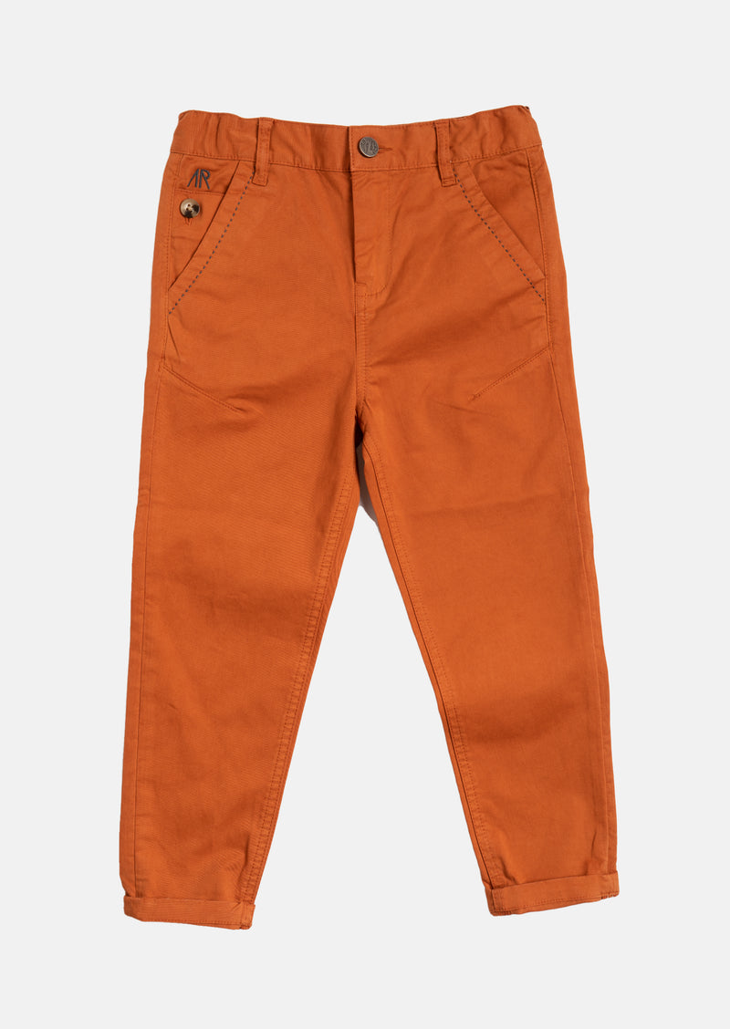 Boys Cotton Orange Smart Pants
