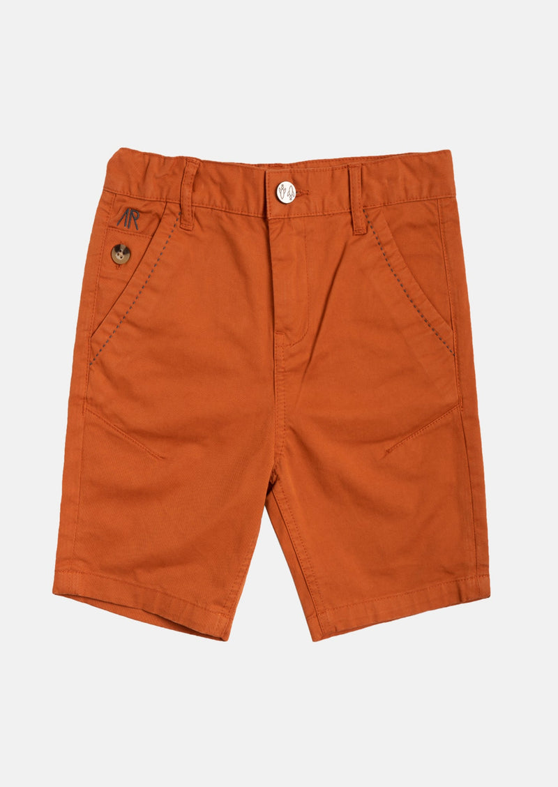 Boys Solid Brown Smart Shorts