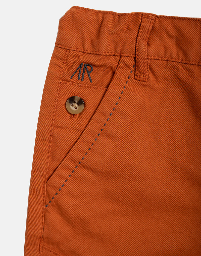 Boys Solid Brown Smart Shorts