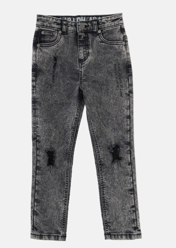 Boys Grey Regular Fit Denim Jeans