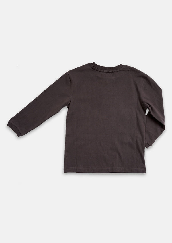 Boys Cotton Solid Dark Grey Sweatshirt