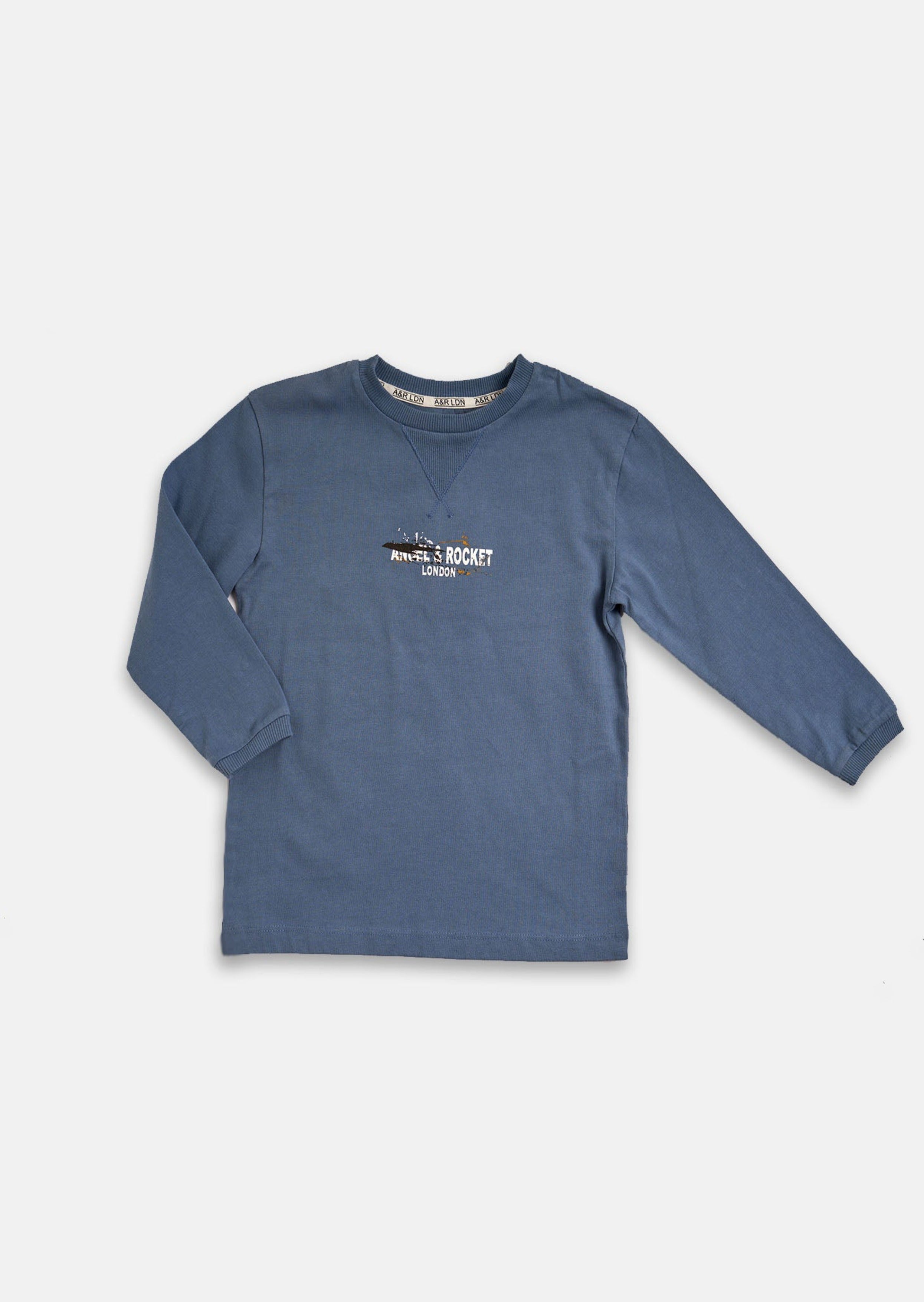 Boys Cotton Solid Blue Sweatshirt