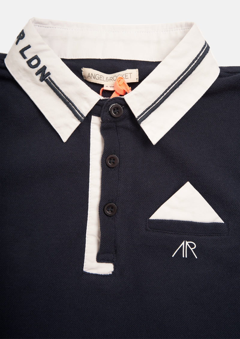 Boys Polo Collar Cotton Navy Smart T-Shirt