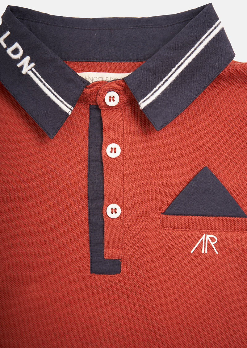 Boys Polo Collar Cotton Red Smart T-Shirt
