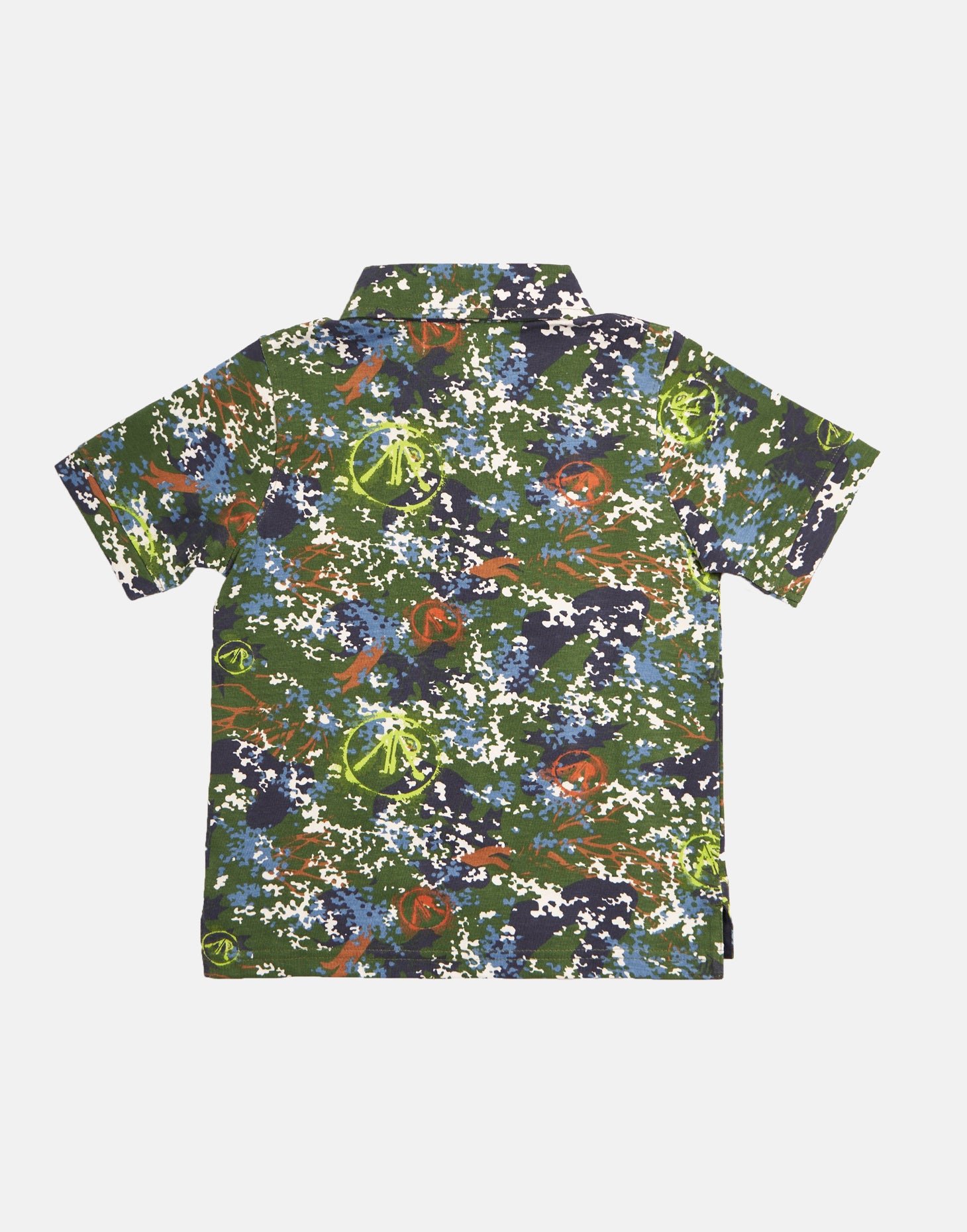 Boys Polo Collar Cotton T-Shirt with Camo Print