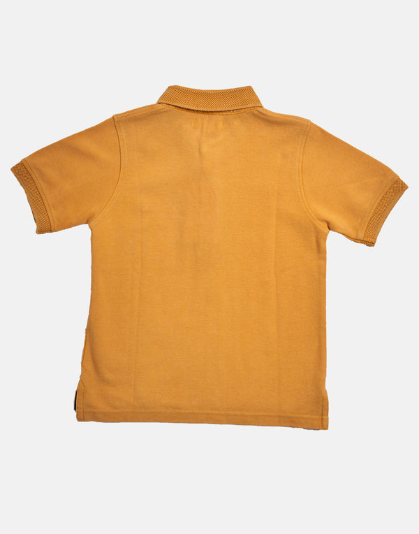 Boys Solid Yellow Polo Collar Cotton T-Shirt